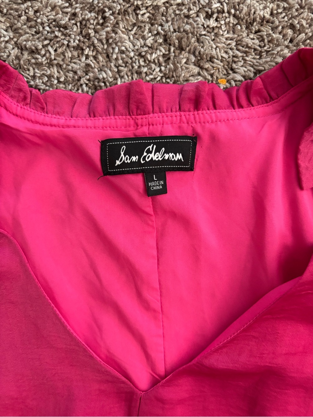 Sam Edelman Hot Pink Ruffle Tiered Mini Dress Barbiecore Statement Dress Size L - Picture 3 of 10